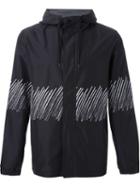 T By Alexander Wang Scribble Print Hooded Jacket, Men's, Size: M, Black, Polyester