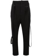 Poème Bohémien Attached Braces Drop-crotch Trousers, Women's, Size: 40, Black, Cotton/viscose/spandex/elastane