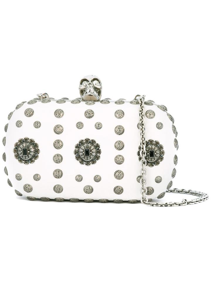 Alexander Mcqueen - Skull Box Clutch - Women - Leather/metal (other) - One Size, Women's, White, Leather/metal (other)