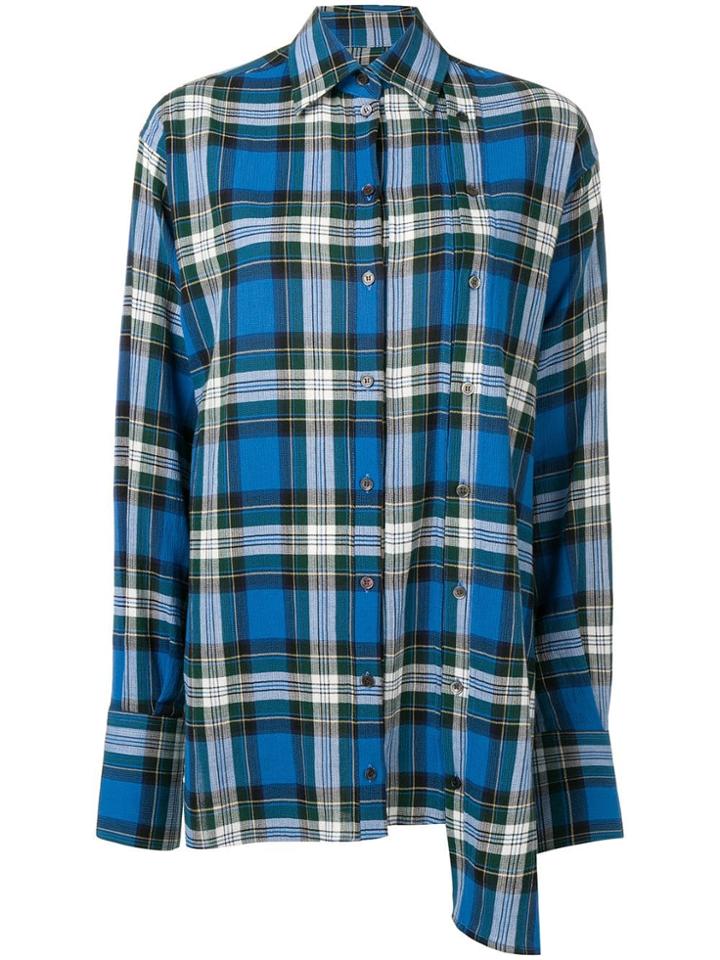 Rokh Oversized Plaid Shirt - Blue