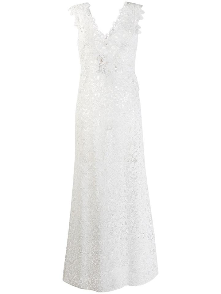 Ermanno Scervino Long Embroidered Floral Dress - White