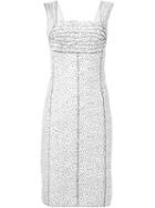 Nina Ricci Ruffle Detail Printed Fitted Dress, Women's, Size: 40, White, Linen/flax/polyamide/spandex/elastane/spandex/elastane