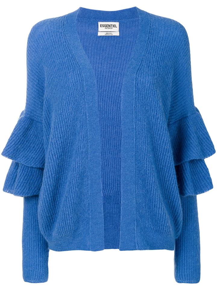 Essentiel Antwerp Palladia Ruffle Trim Cardigan - Blue