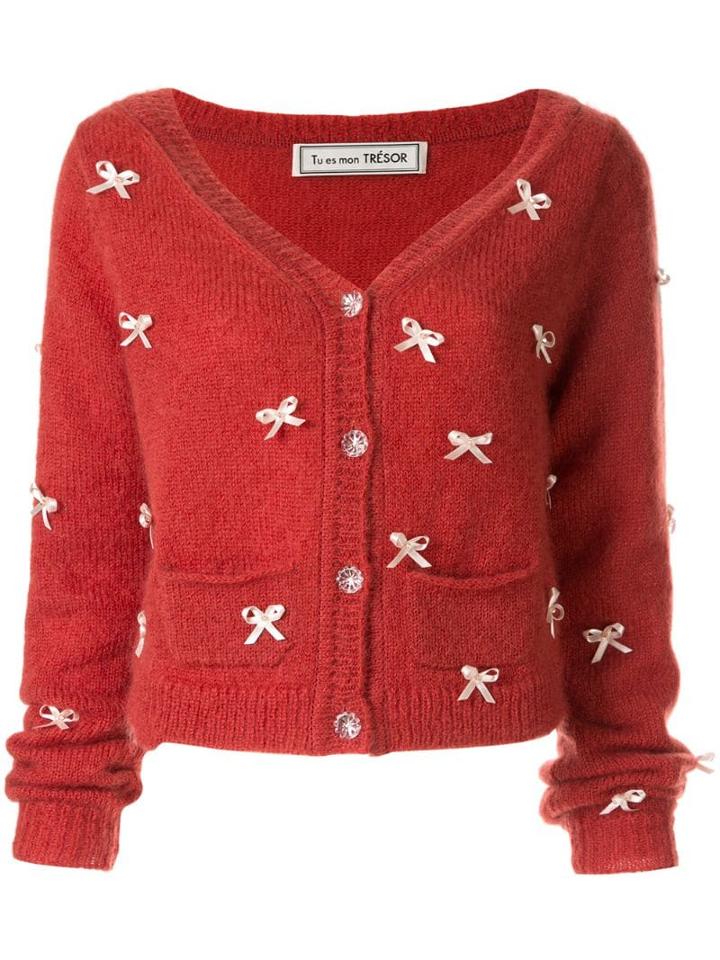 Tu Es Mon Trésor Petit Ribbon Cardigan - Red