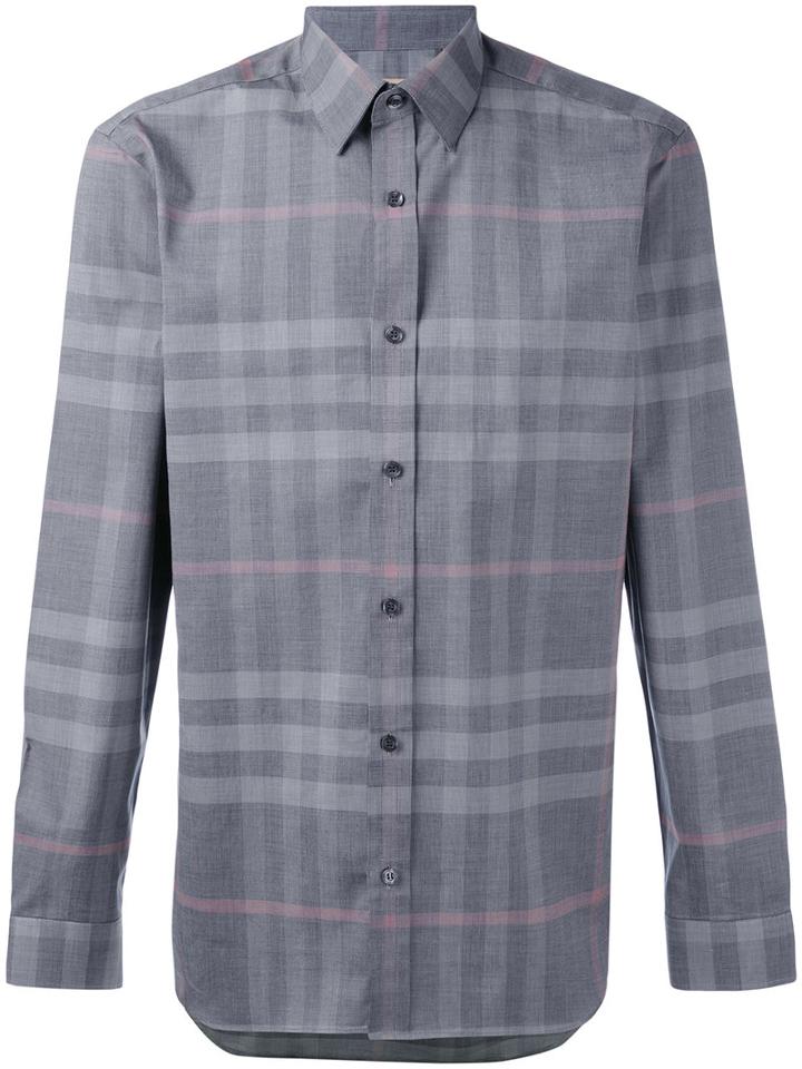 Burberry - Check Shirt - Men - Cotton - S, Grey, Cotton