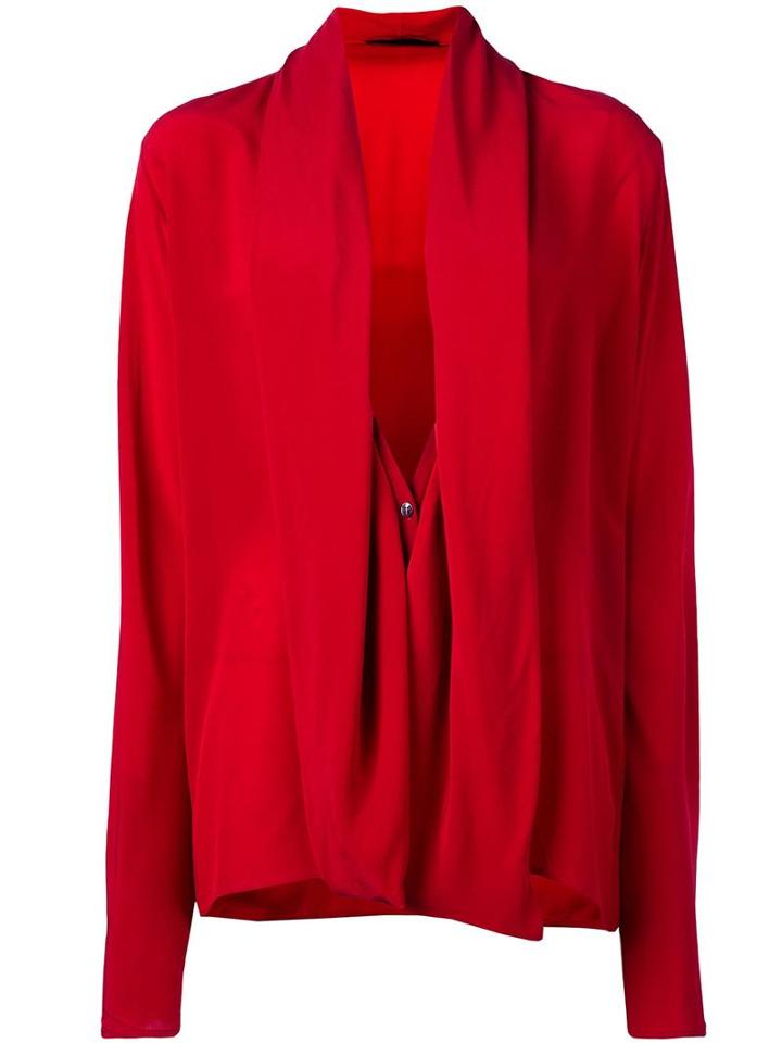 Haider Ackermann Draped Neckline Shirt, Women's, Size: 38, Red, Silk