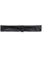 Mm6 Maison Margiela - Round Buckle Belt - Women - Polyurethane/wool/viscose - One Size, Black, Polyurethane/wool/viscose