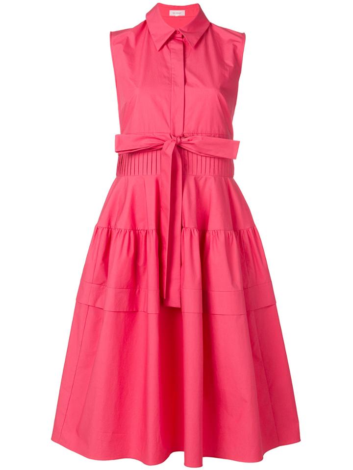 Delpozo Sleeve-less Flared Shirt Dress - Pink & Purple