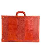 Family Affair Crocodile Effect Sunglasses Briefcase, Adult Unisex, Yellow/orange, Wood/calf Leather