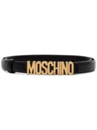 Moschino Black Logo Skinny Leather Belt