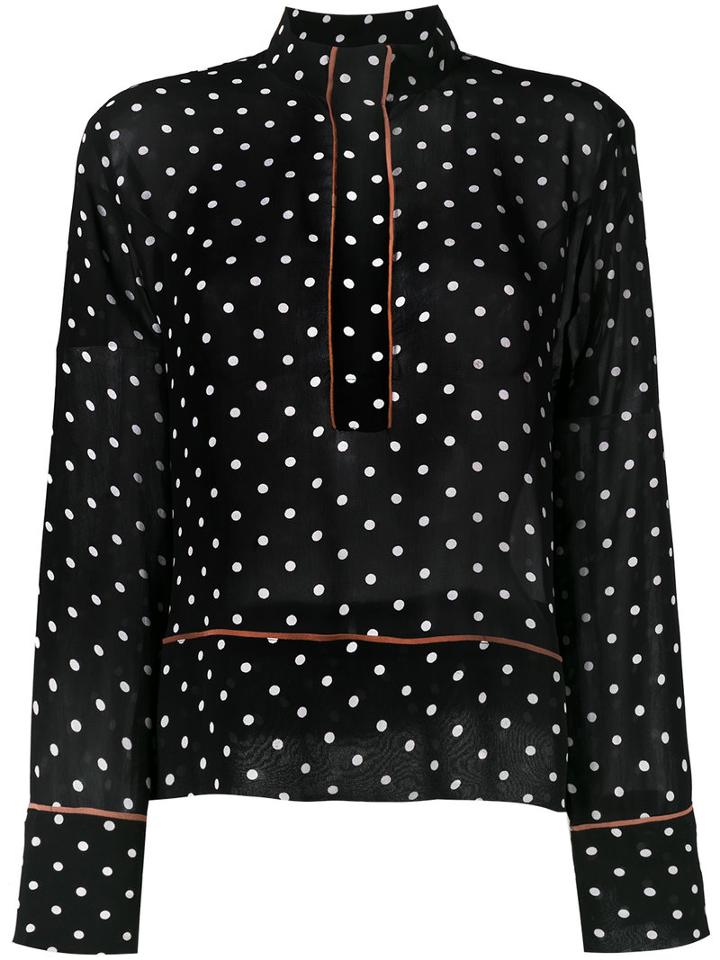Ganni - Monette Polka Dot Blouse - Women - Viscose - 40, Black, Viscose
