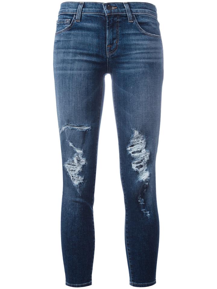 J Brand Distressed Skinny Jeans, Women's, Size: 25, Blue, Cotton/spandex/elastane