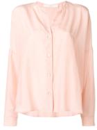 Tela Collarless Long-sleeve Shirt - Pink & Purple
