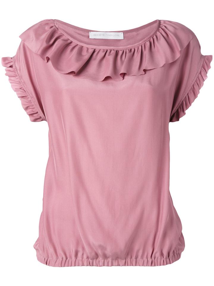 Société Anonyme - Ruffled Neck Top - Women - Silk - 2, Pink/purple, Silk