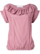 Société Anonyme - Ruffled Neck Top - Women - Silk - 2, Pink/purple, Silk