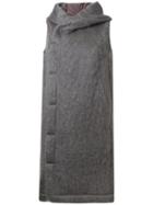 Rick Owens Sleeveless Hooded Coat, Women's, Size: 38, Green, Mohair/wool/nylon
