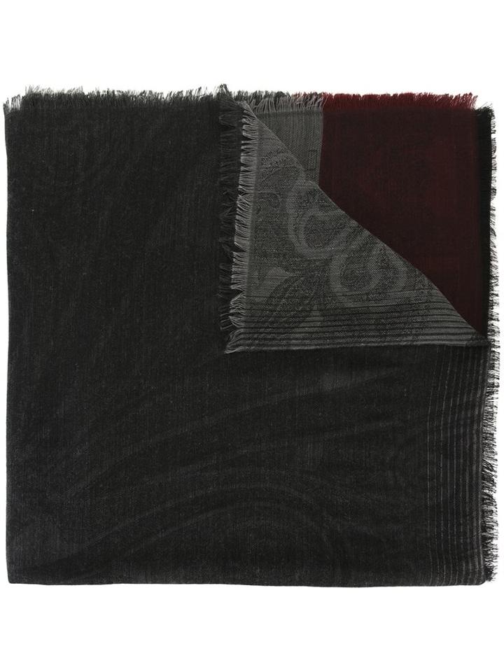 Etro Printed Scarf, Men's, Grey, Silk/wool/modal