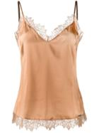 Liu Jo Lace-trimmed Silk Cami Top - Neutrals