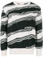 Maison Kitsuné Curved Stripes Knit Sweater - Black