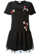 Red Valentino Floral Embroidery Flared Dress