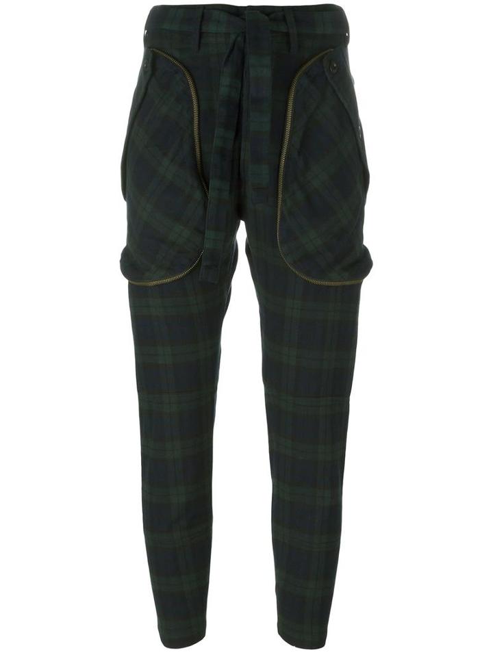 Faith Connexion Tartan Belted Pants, Women's, Size: Small, Blue, Cotton