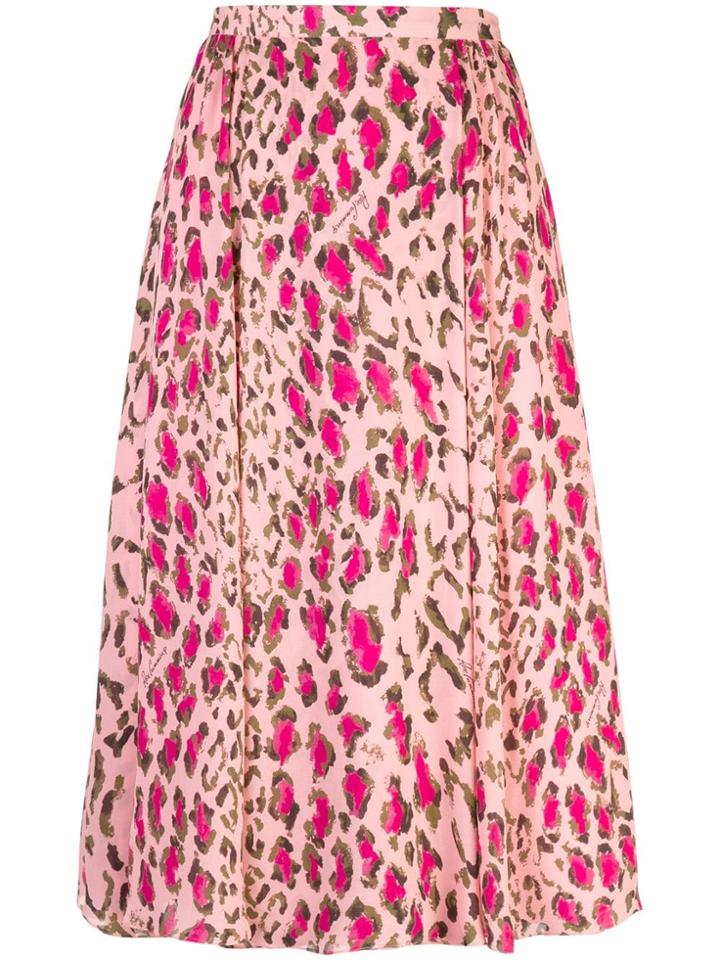 Carolina Herrera Leopard Print Skirt - Shell Pink Multi