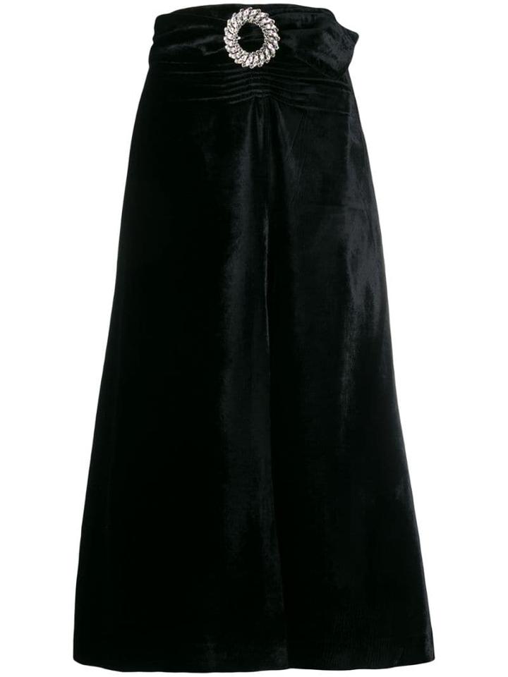 Miu Miu Crystal Embellished Buckle Velvet Skirt - Black