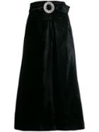 Miu Miu Crystal Embellished Buckle Velvet Skirt - Black