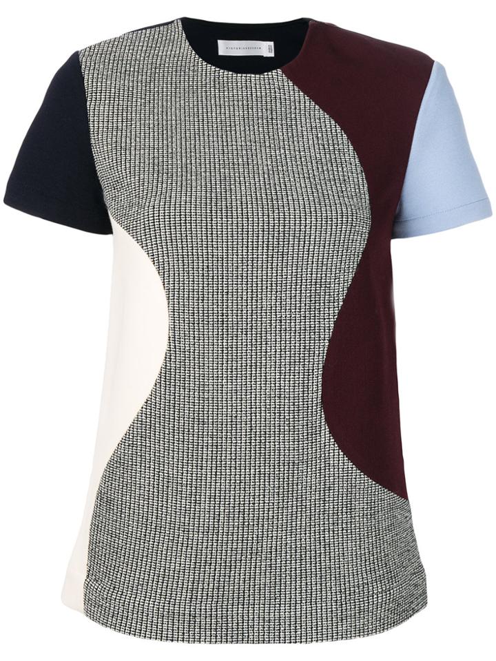 Victoria Beckham Houndstooth Panelled T-shirt - Multicolour