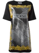 Moschino Broken Mirror T-shirt Dress, Women's, Size: 36, Black, Rayon/acetate/other Fibers