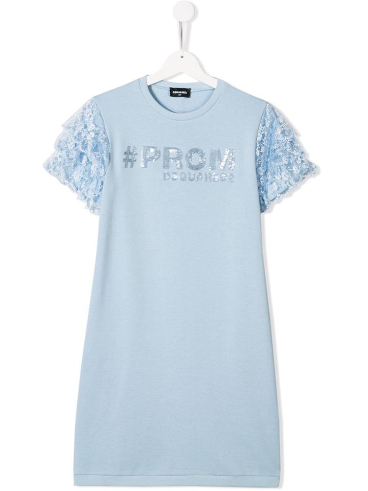 Dsquared2 Kids Teen Layered Sleeve T-shirt Dress - Blue