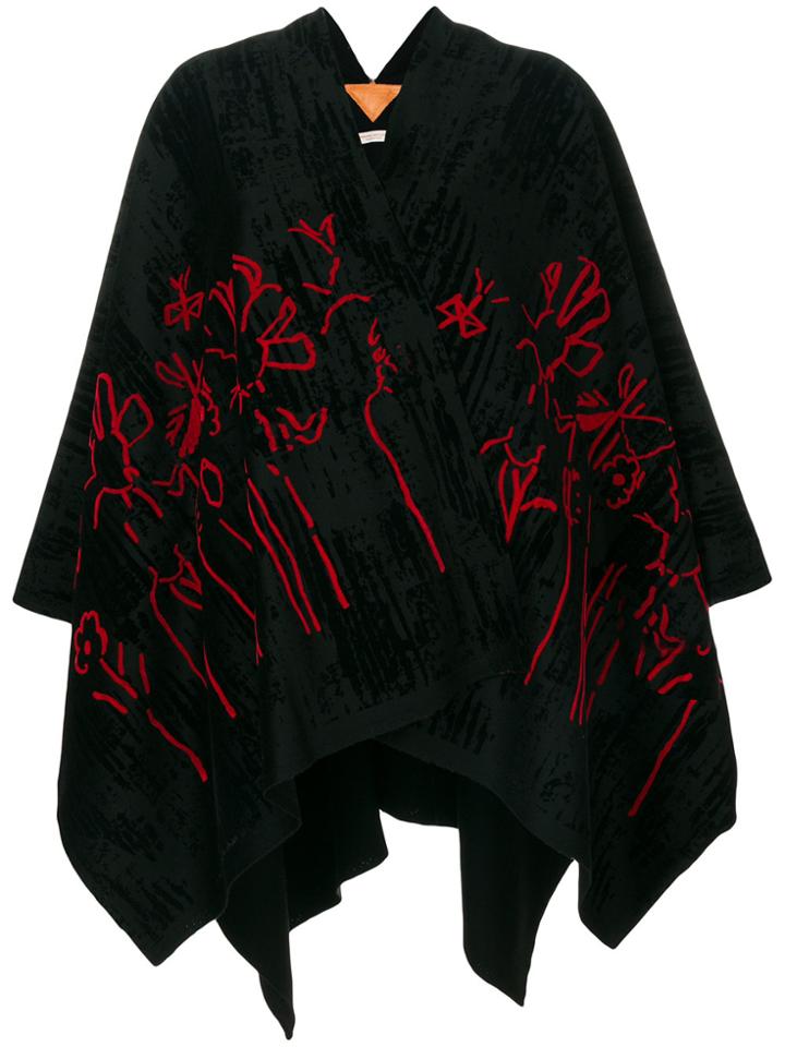 Ermanno Gallamini Patterned Cape Jacket - Black