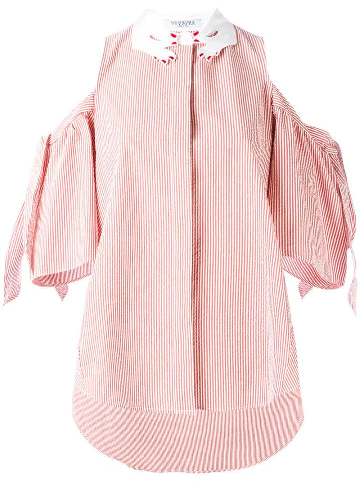 Vivetta - Cold Shoulder Shirt - Women - Cotton - 42, Women's, Red, Cotton