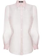 Charm's Pink Organza Sheer Long Sleeve Shirt - Pink & Purple