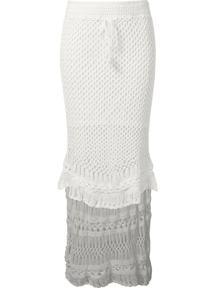 Skinbiquini Hi-low Crochet Skirt, Women's, Size: M, White, Cotton