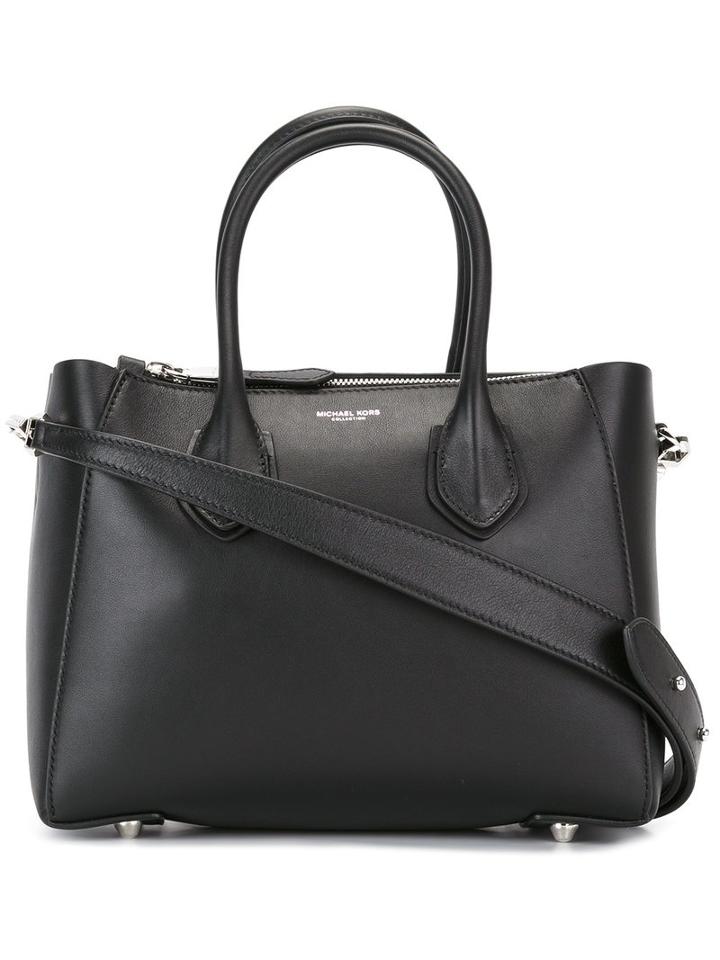 Michael Kors Small Logo Embossed Shoulder Bag, Women's, Black, Leather