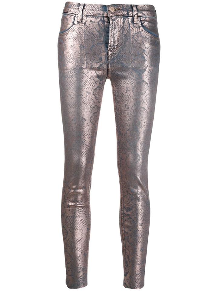 J Brand Alana Snakeskin-print Trousers - Pink