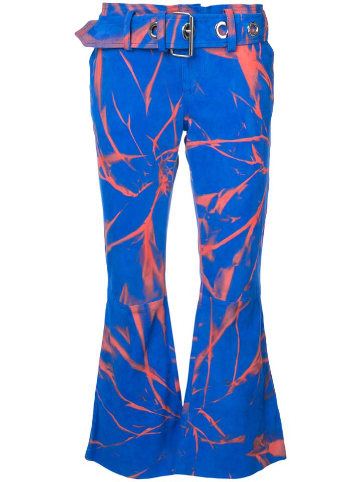 Marques'almeida Flared Splatter Print Trousers - Blue