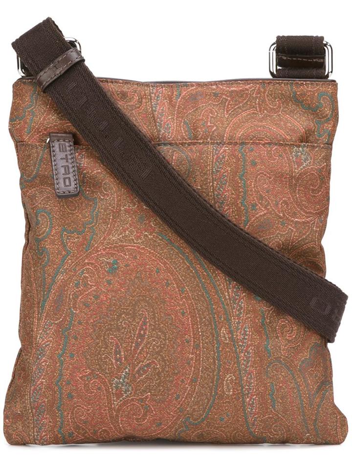 Etro 'gadget' Crossbody Bag, Men's, Brown, Calf Leather/nylon