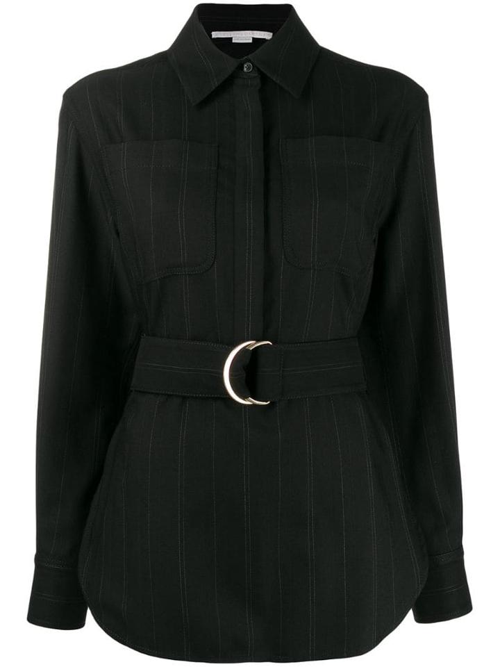 Stella Mccartney Striped Belted Shirt - Black