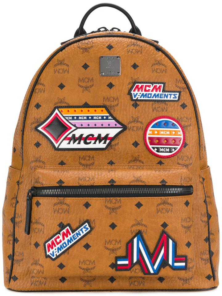 Mcm Patch Appliqué Backpack - Brown