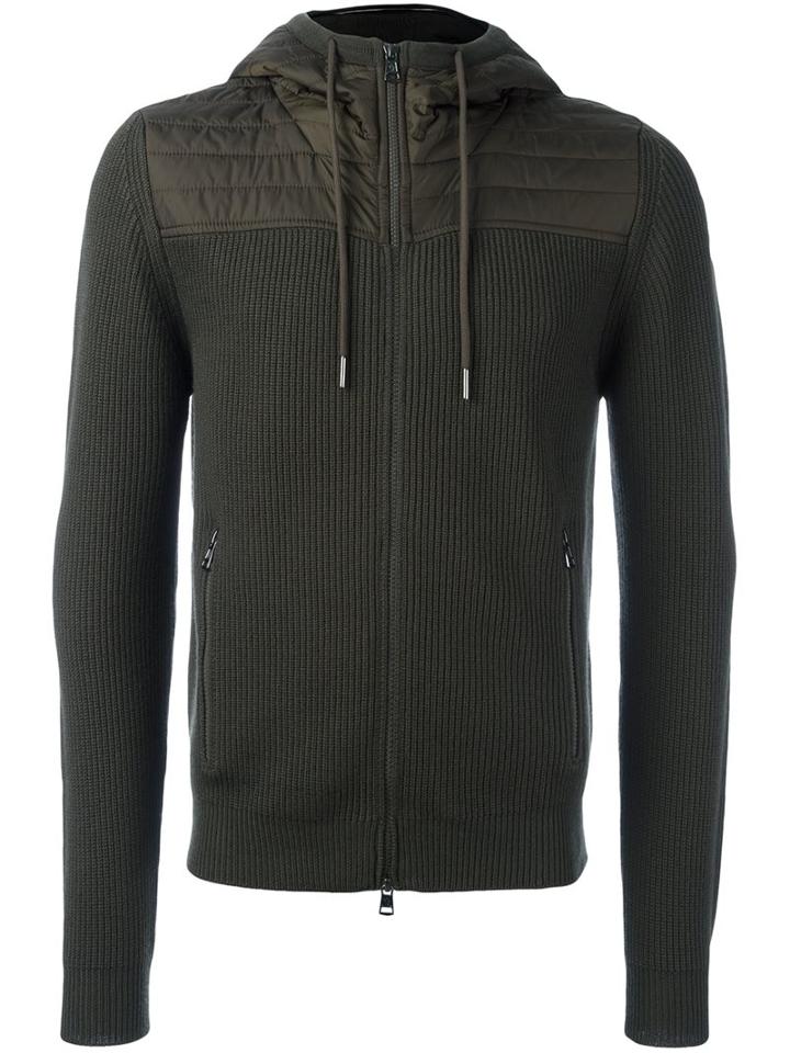 Moncler Ribbed Hooded Jacket, Men's, Size: Xxl, Green, Polyamide/polyester/virgin Wool