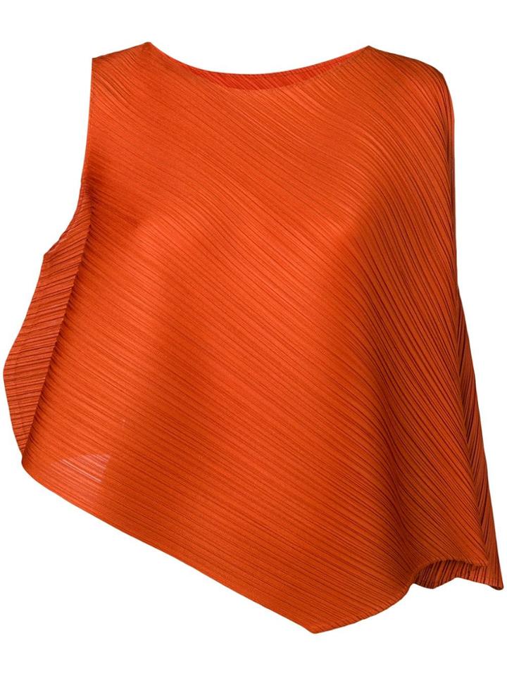 Pleats Please By Issey Miyake Asymmetric Ribbed Top - Orange