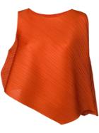 Pleats Please By Issey Miyake Asymmetric Ribbed Top - Orange