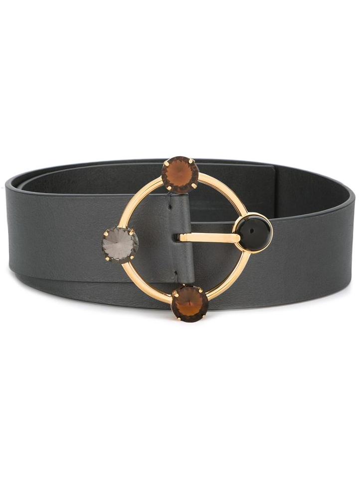 Marni Strass Buckle Belt, Women's, Size: 80, Black, Calf Leather