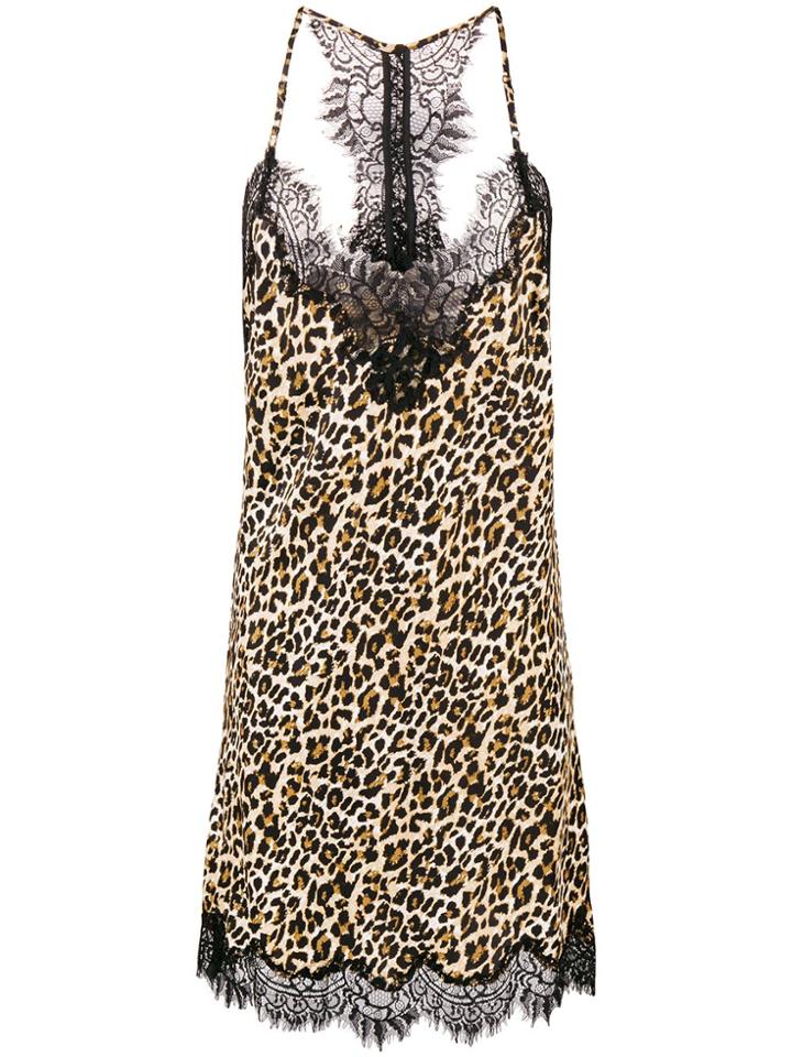 Gold Hawk Leopard Print Slip Dress - Brown