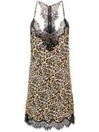 Gold Hawk Leopard Print Slip Dress - Brown