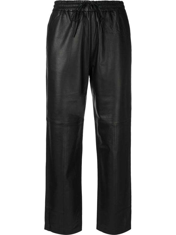J Brand - Drawstring Cropped Pants - Women - Lamb Skin - Xs, Black, Lamb Skin