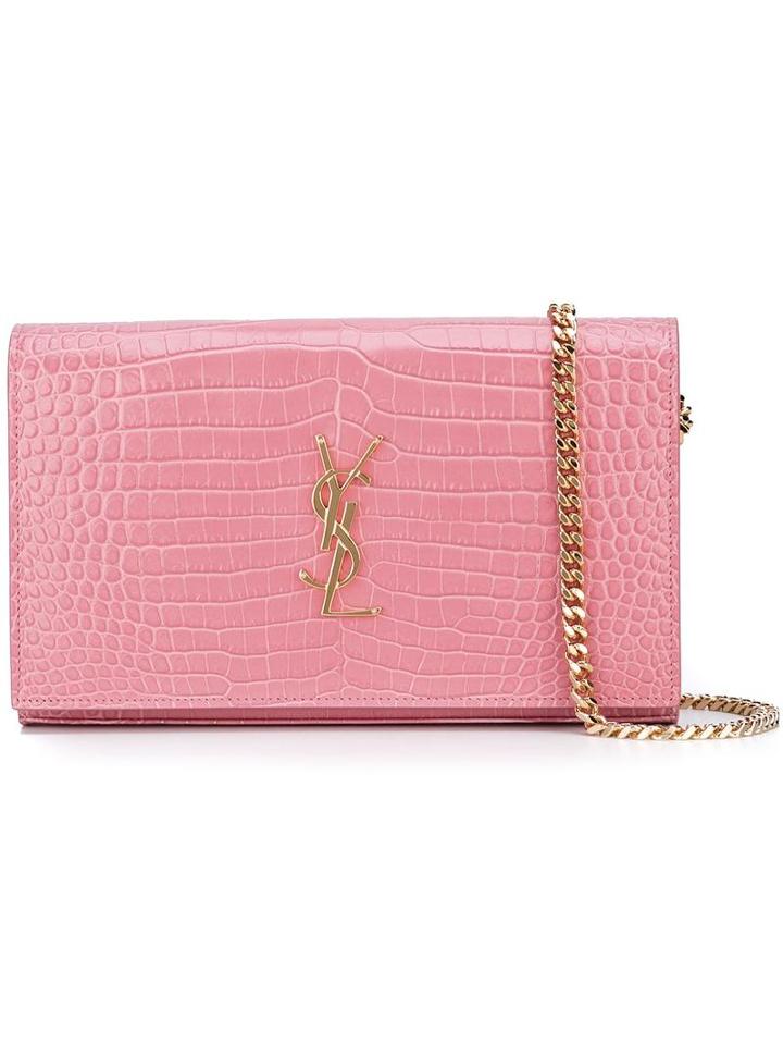 Saint Laurent 'monogram' Chain Wallet, Women's, Pink/purple, Leather