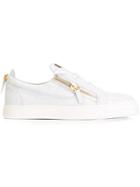 Giuseppe Zanotti Design Zip Detail Low Sneakers, Men's, Size: 9, White, Leather/rubber